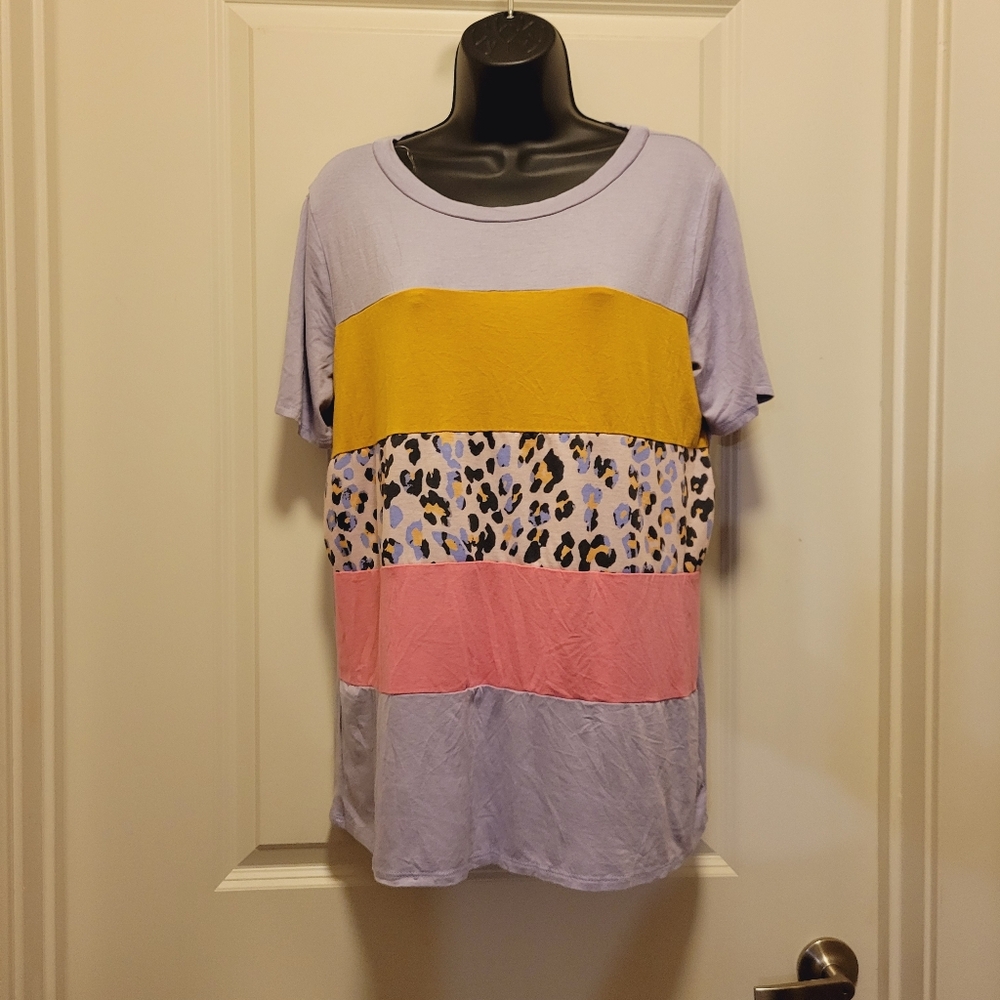 Lillac-Golden Yellow-Pink Cheetah Boutique Blouse